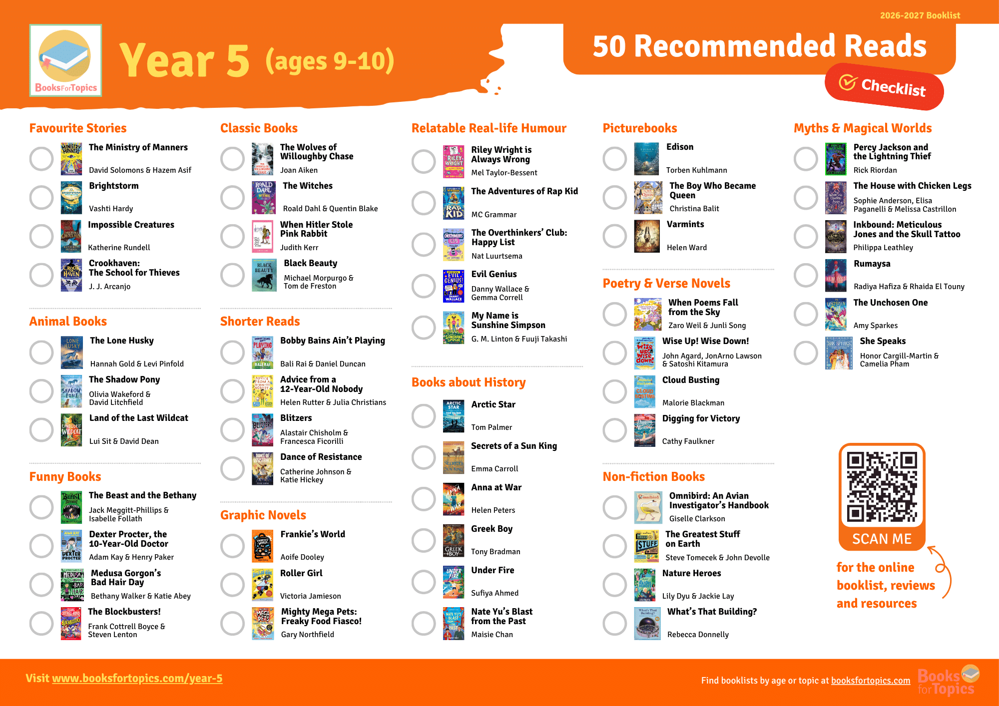y5 best books checklist