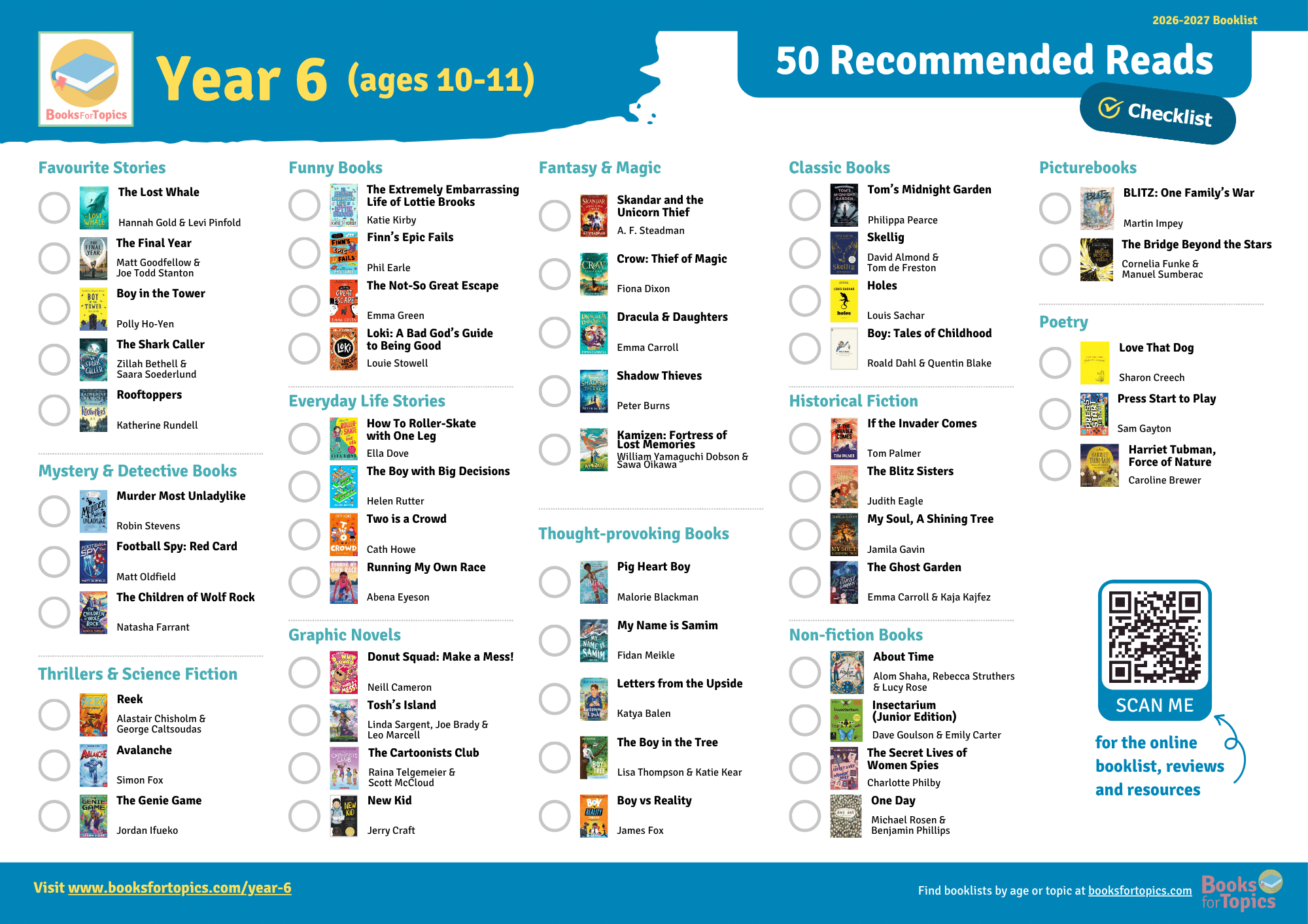 y6 best books checklist