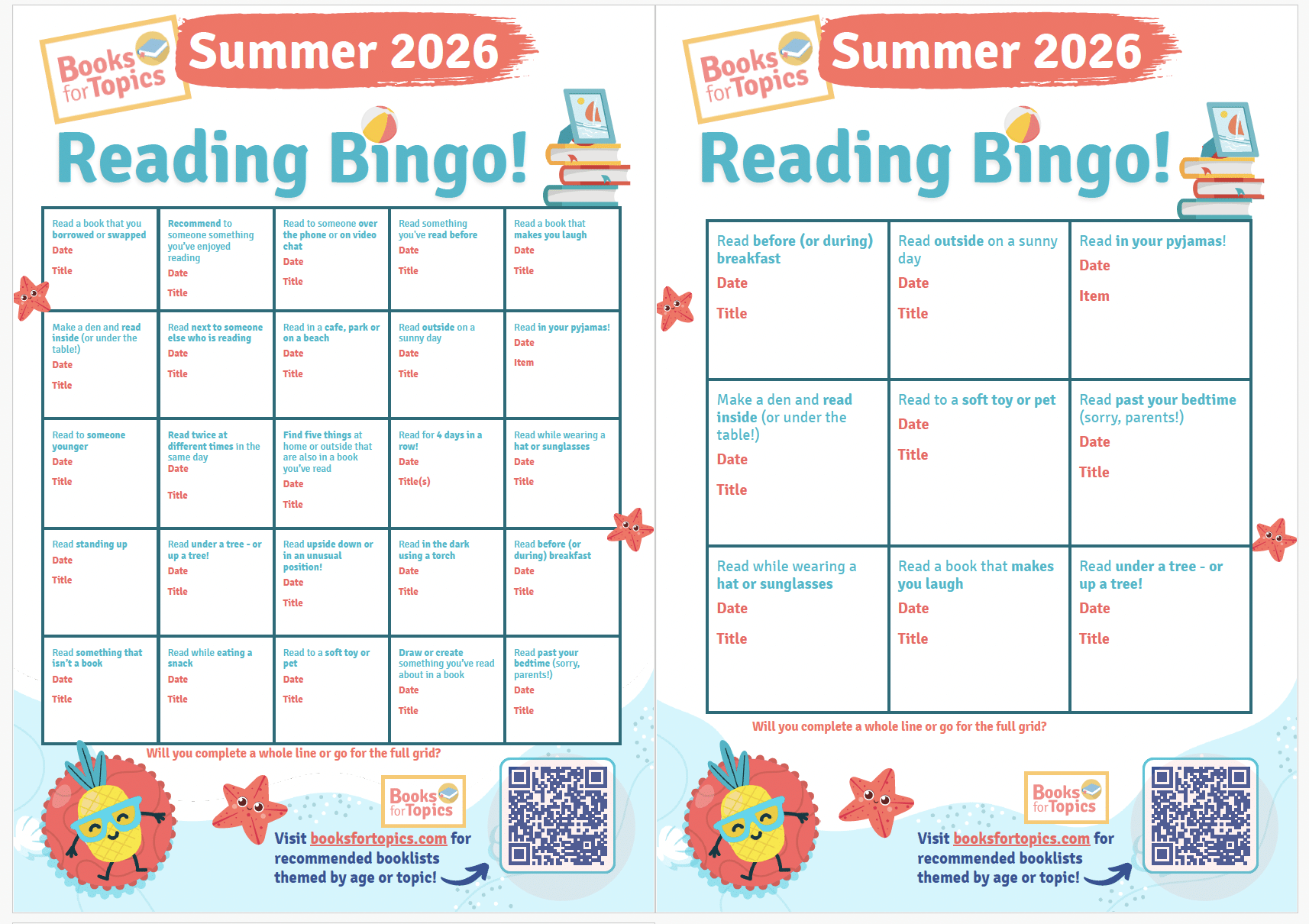 reading bingo