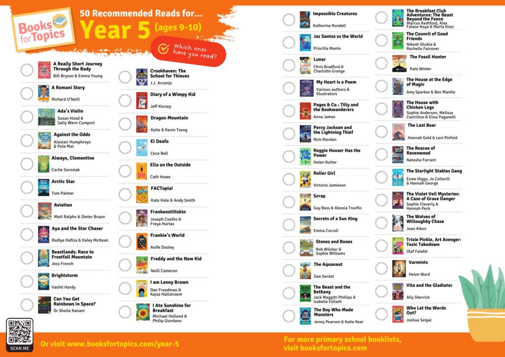 year 5 recommended reads checklist 2024