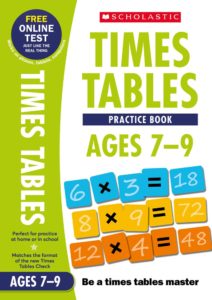 times tables workbook for children ages 7-9